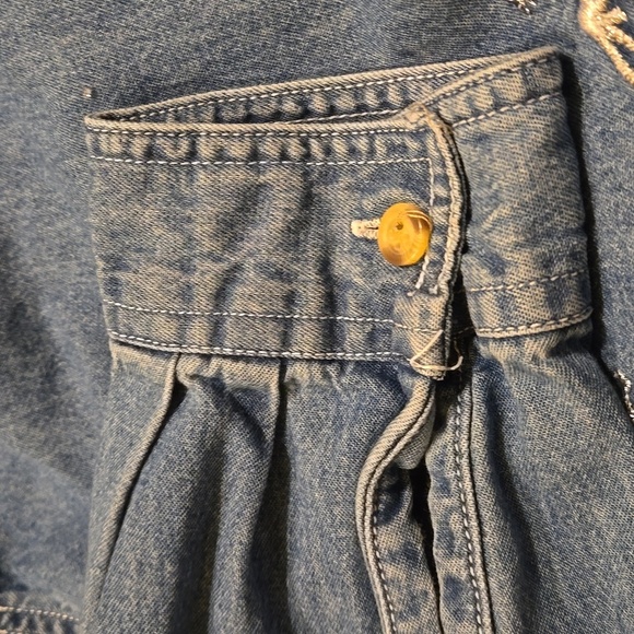 Vintage Bobbie Brooks Blue Chambray Long SleevedHoliday Shirt Women size 18/20W - Picture 6 of 14